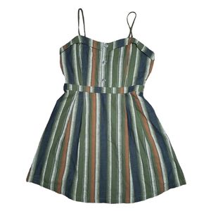 Girls E&M Green Striped Dress